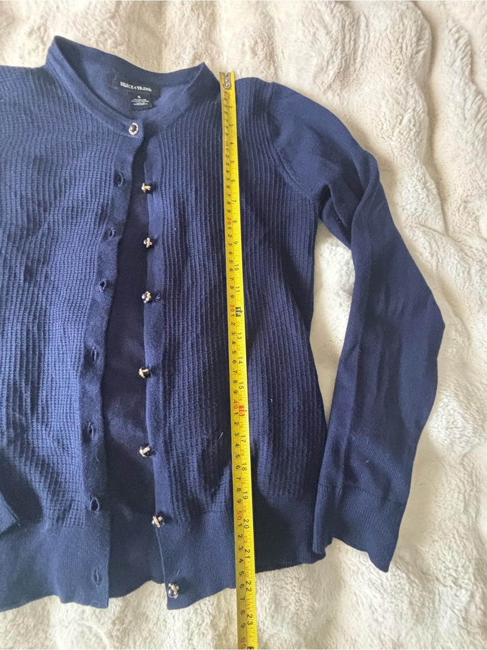 Classic Navy Button-Front Women's Cardigan Sweater